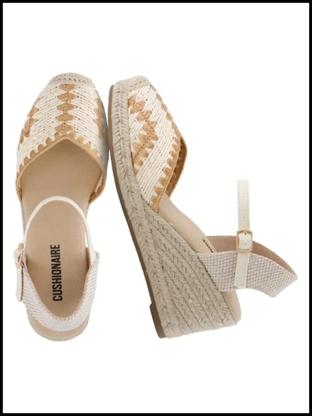 Raffia Espadrilles Wedges with Adjustable Ankle Strap